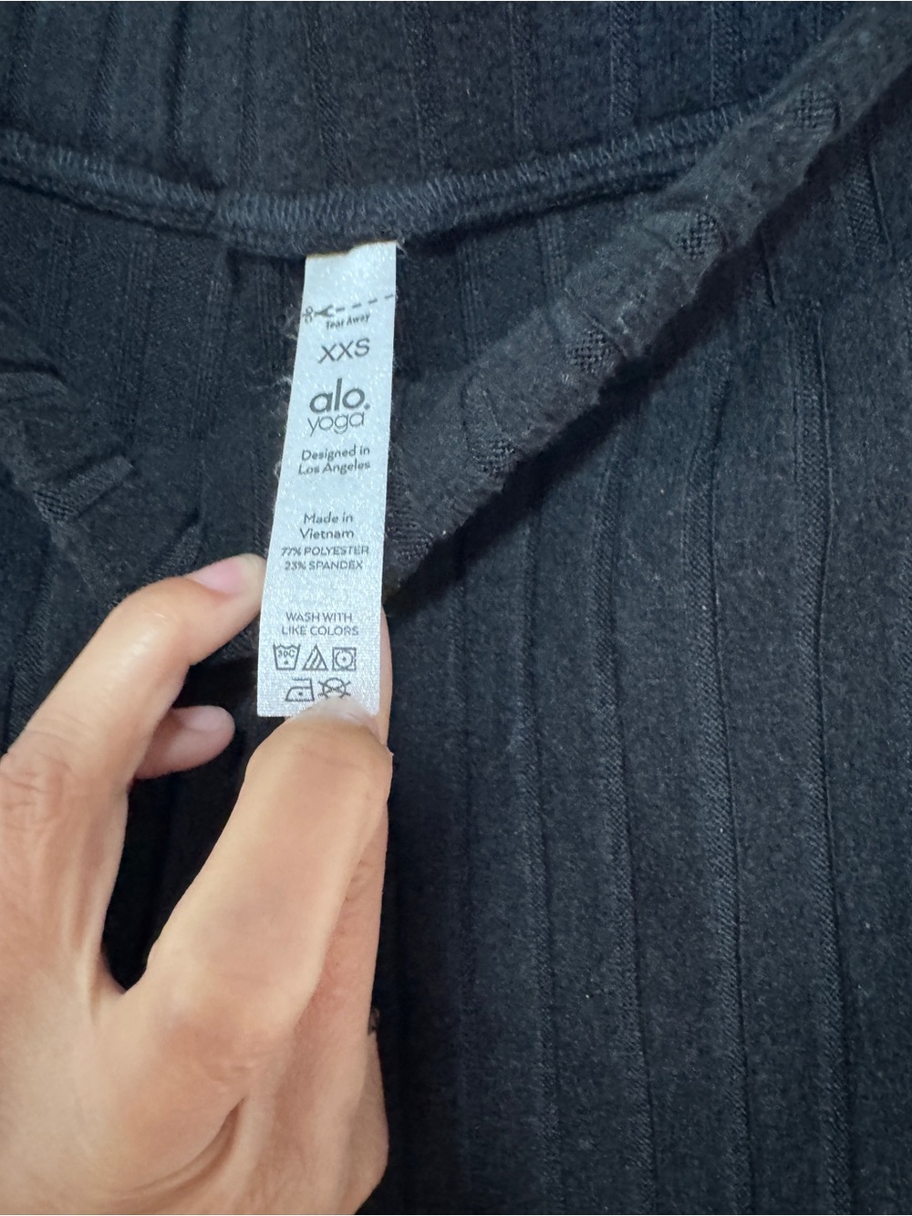 ALO Yoga Black Ribbed Knit Pants - Picture 2 of 3